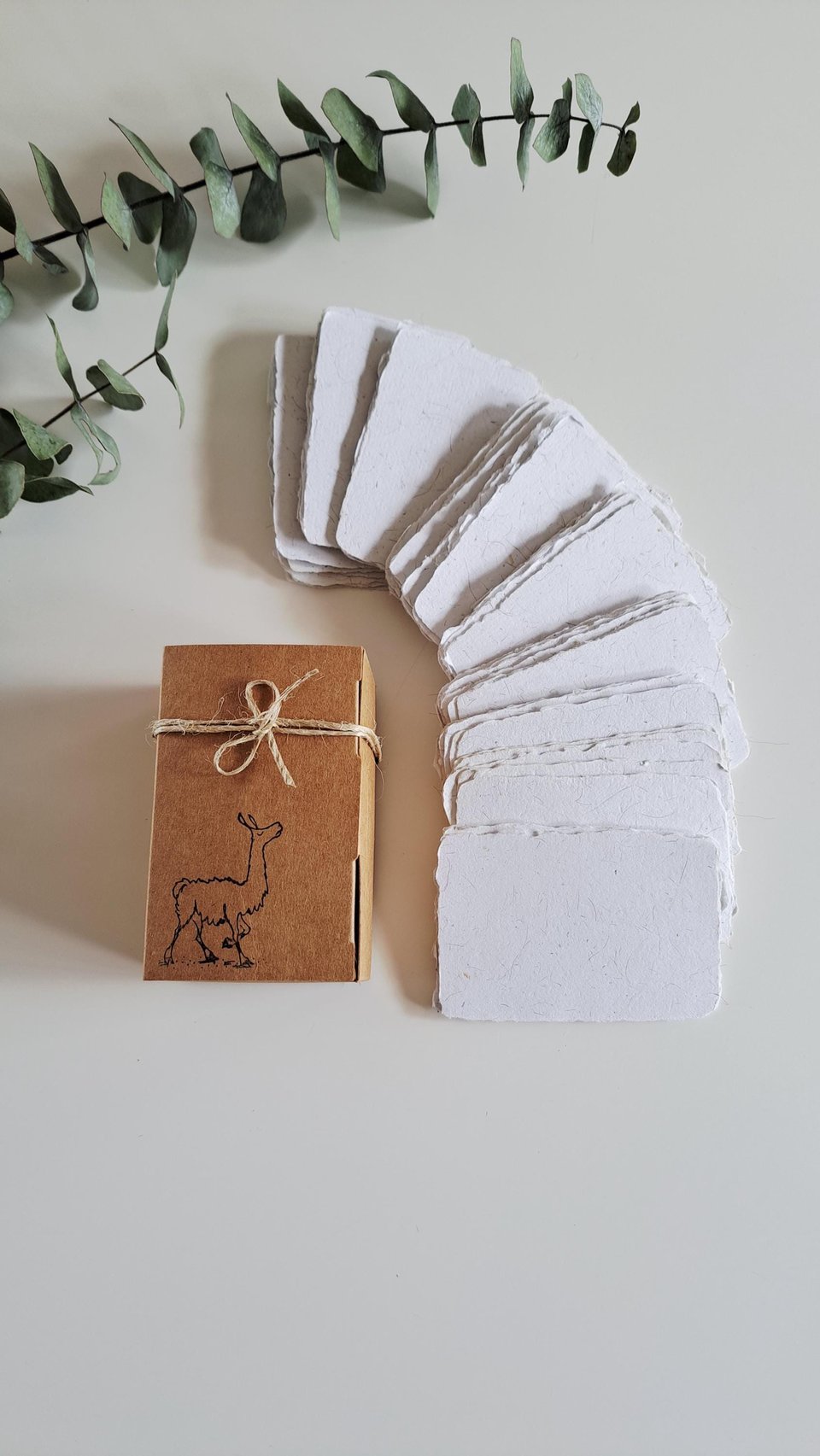 50 Llama Fibre Business Cards, Blank Hand-made, Recycled Paper with Llama Fibre, Deckle Edges