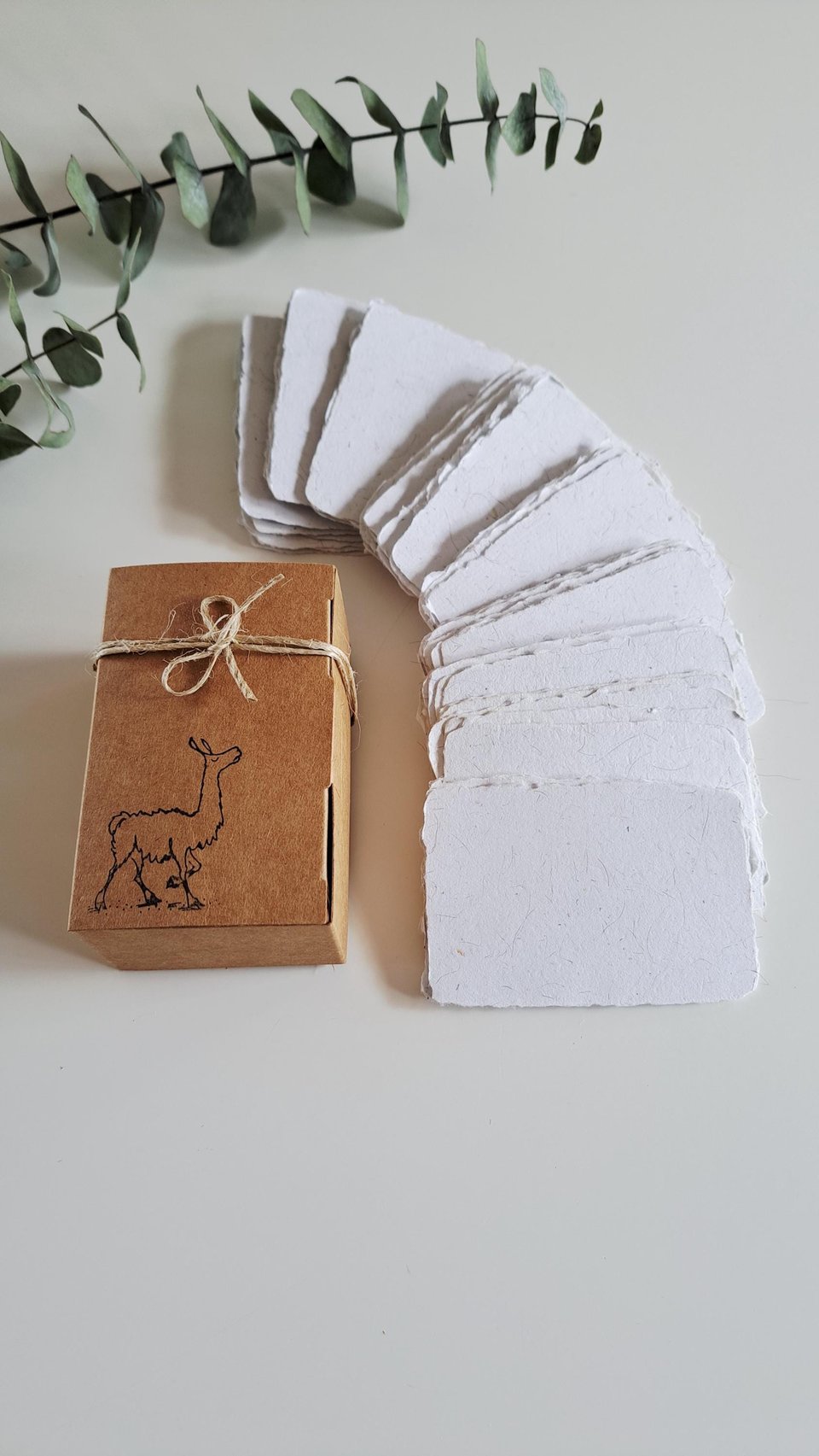 50 Llama Fibre Business Cards, Blank Hand-made, Recycled Paper with Llama Fibre, Deckle Edges