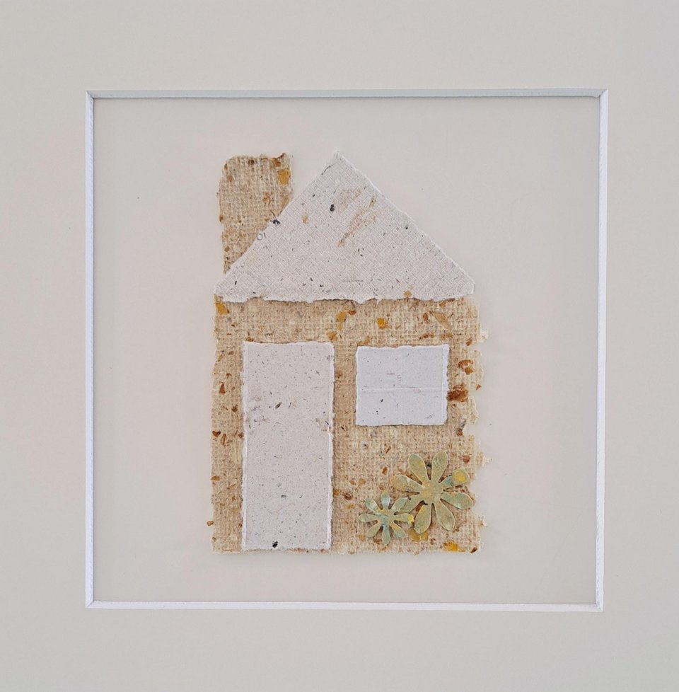 Little Houses Paper Collage Craft Kit: DIY handmade recycled paper pieces to create 4 flat house designs.