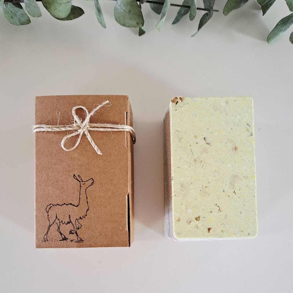 50 Handmade Recycled 2 x 3.5 inch Cards, Coloured Blank Homemade Paper