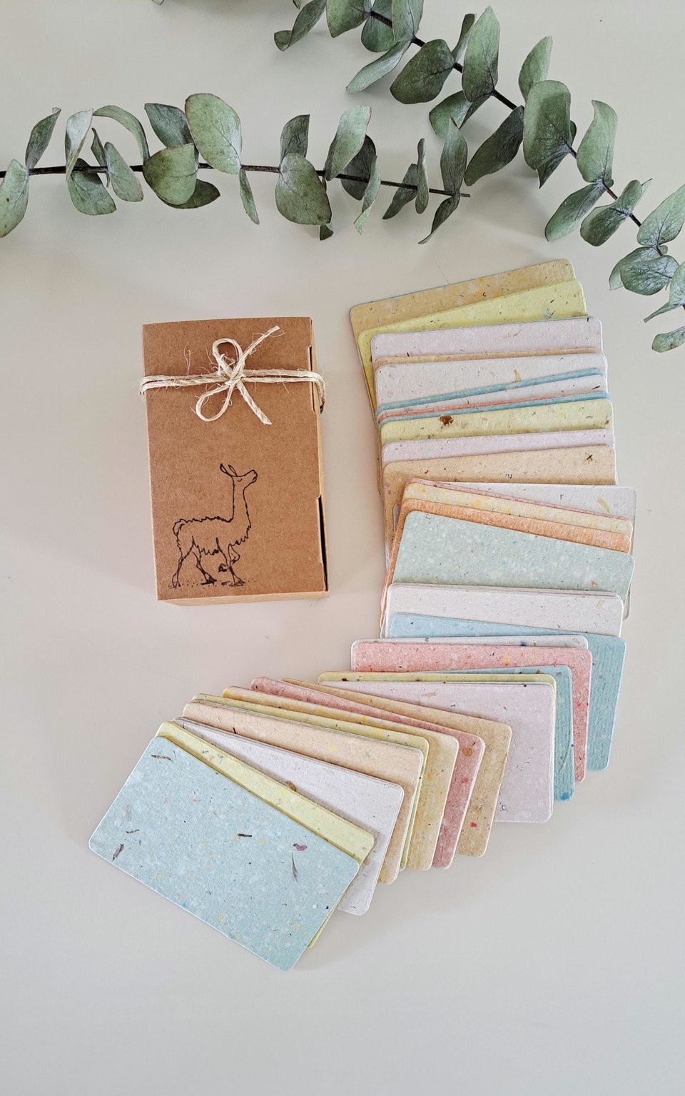 50 Handmade Recycled 2 x 3.5 inch Cards, Coloured Blank Homemade Paper