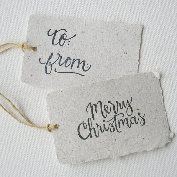 8 CHRISTMAS Llama Poo Gift Tags, Recycled Merry Xmas Tags, To / From Swing Tags with Deckle Edge for Gifts, Gifting Supplies, Calligraphy
