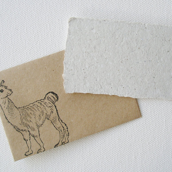 Llama Poo with Hand made Recycled Paper Mini Gift Card with Brown Envelope