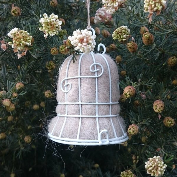 2 white Bells, Bird Nesters, Garden Wedding Decor, Wedding bells, Gift for the Bride, White Wedding, Wedding Decorations, Eco Wedding