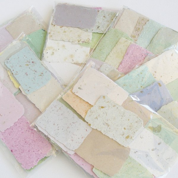 Damaged / Scrap Small Paper Pieces for Art / Craft Project. REJECTED 30 x Rough Handmade Recycled Paper with deckle edge bundle / pack.