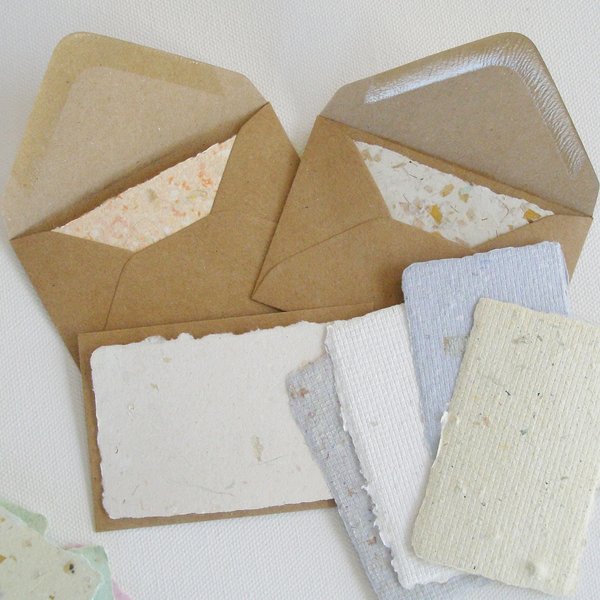 Hand made Cards with Envelopes, recycled Card Set, 20 Mini Gift Cards, Homemade Cards, Florist's card, Mini Blank Cards with Envelopes