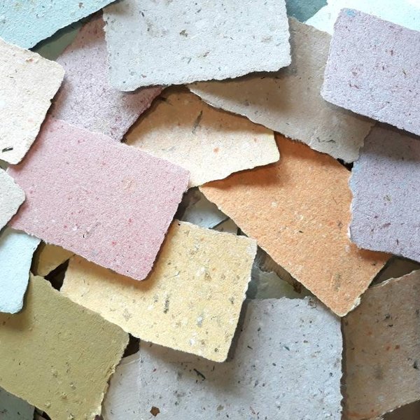 20 Handmade Recycled Paper Cards for Stamping, 3" x 2" Eco friendly Samples to use with rubber stamps or for party place card & calligraphy