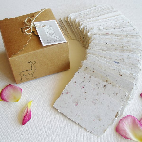 120 Handmade 2x3 Cards. Neutral Blank Recycled Paper. Box of 120. Calling or Place Card. Gift Card. Florist. Attendance. Letterpress Wedding