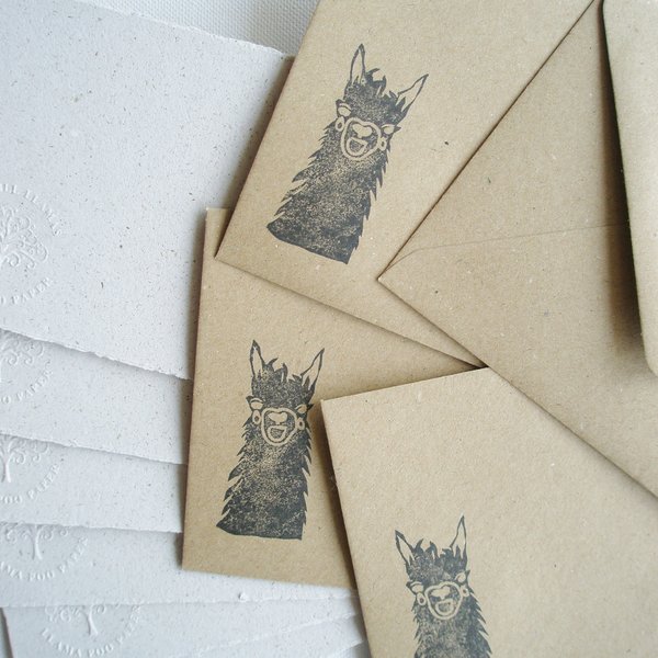 6x4 inch Llama Poo Paper Letter writing set. Stationery set with home made recycled writing paper