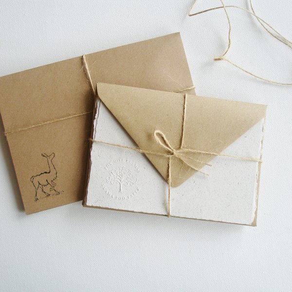 Llama Poo Paper Letter Set. Handmade recycled writing paper for children 6x4"