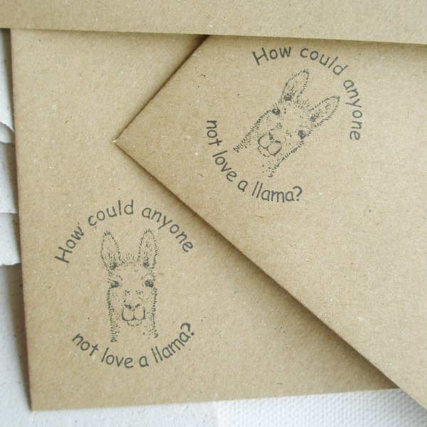 llama letter set 6x4Inch with handmade recycled llama Poo Paper. Writing sheets with envelopes for llama themed party or eco friendly gift