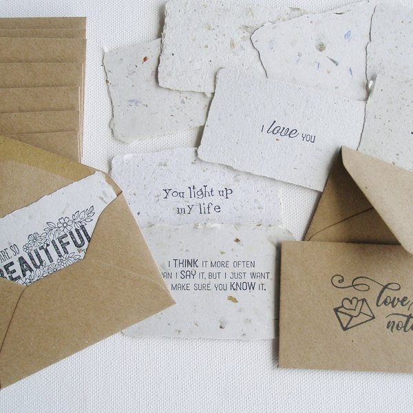 Love Note Set, Handmade Paper Love Notes and Envelopes, Homemade Love Notes, Love Letters, Lover's Gift, for partner, wife, husband - No.2