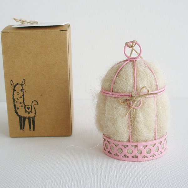 Gender Reveal or Baby Shower Favor. Small Bird Nester with llama fibre. Nest Building Material for visiting birds. Blue or Pink