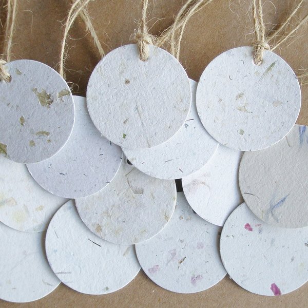 Handmade Recycled Paper Tags,  Neutral Toned Swing Tags, Eco Friendly Tags,  Product Tags, Gift Tags, Small Round Tags, Price Tags