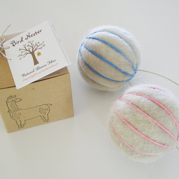 Chritening Favor or Gender Reveal Gift.  Small bird nester Baby Shower Favor. Llama Fibre Nest Building Material in Blue or Pink