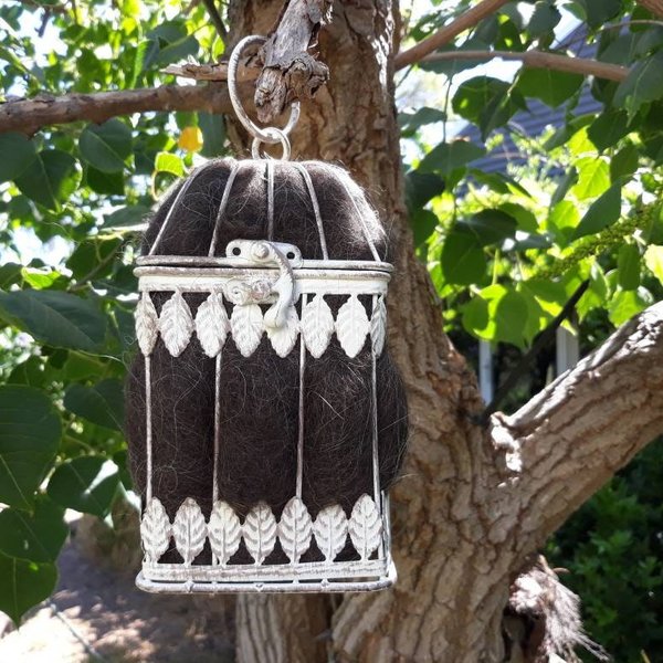 Birdcage Bird Nester, Llama Fibre, Nesting Material for Native Birds, Garden Gift for Mother, Bird Gift, Decorative Vintage Bird Cage