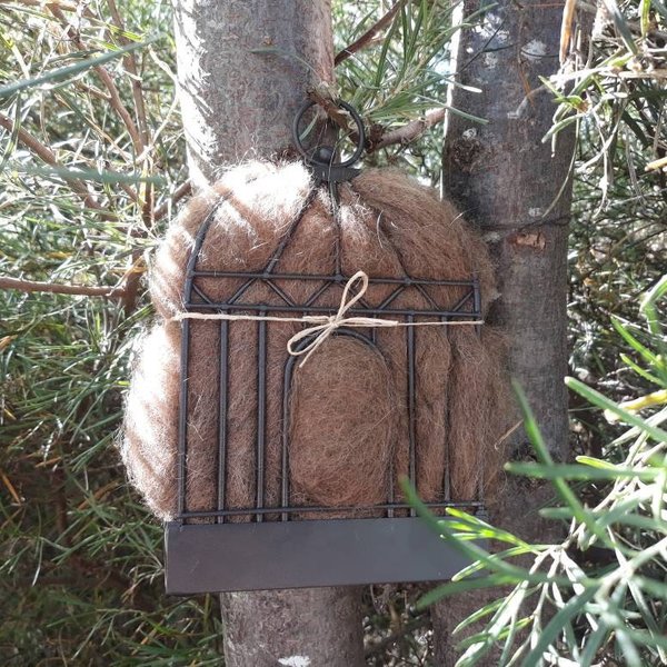 Narrow Bird Nester for Wall, Bird Nesting Llama Fibre, Gift for Garden, Housewarming present, Backyard Gift Idea, Eco Gift for home gardener
