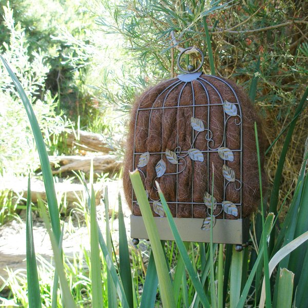 Narrow Bird Nester for Wall. Bird Nesting Llama Fibre Gift for Garden. Housewarming or Backyard Nature Gift Idea. Eco home gardener