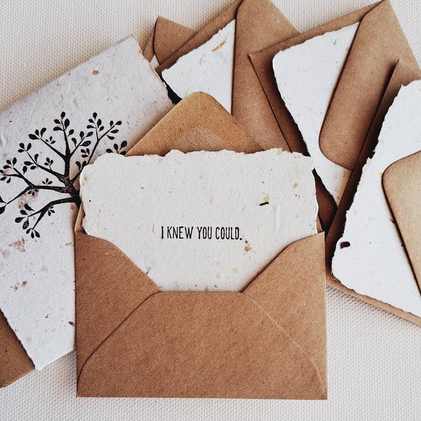 10 Mini 'I knew you could' Cards with Envelopes, Recycled accomplishment, self determination, belief, perseverence, achievement celebration