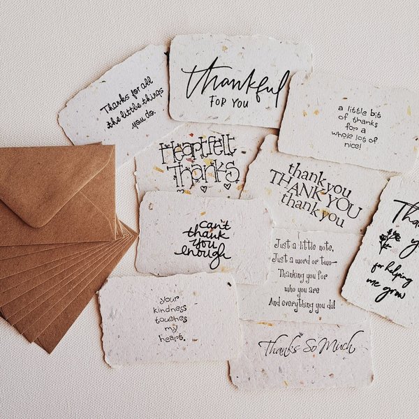 Mini Thank you Card and Envelope set  of 10