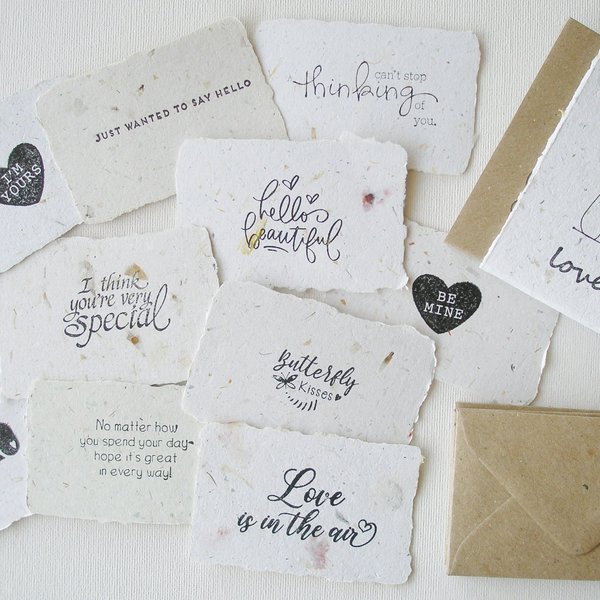 Love Notes with Envelopes, Handmade Paper Love Notes, Mini Sentiment Cards, Messages to send to loved one, Long distance relationship