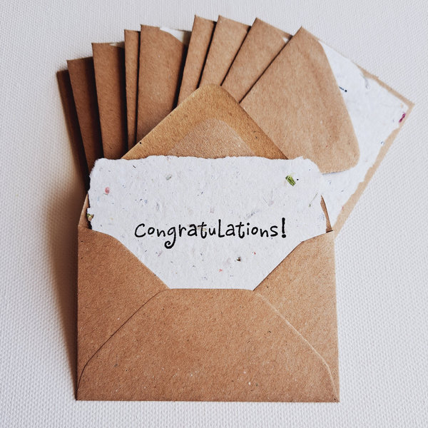 10 Congratulations Mini Handmade Cards with Recycled Envelopes for gifts, florists, friends