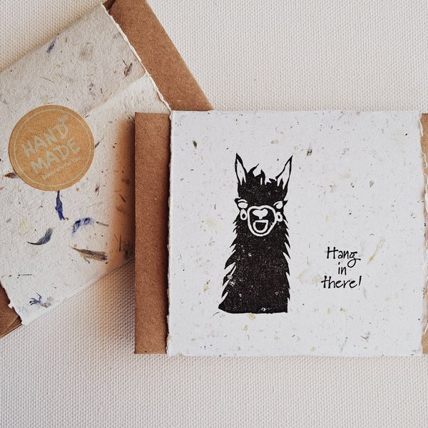 10 Mini Cards with Envelopes for Teachers, Parents, Friends. Handmade Recycled Paper "Hang in there" messages