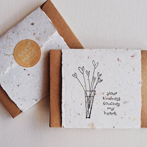 10 Mini Thank you Cards with Envelopes, Handmade Recycled Paper Gratitude Notes
