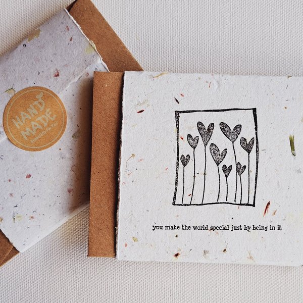 10 Mini Cards with Envelopes for Teachers, Parents, Friends. Handmade Recycled Paper love and encouragement notes