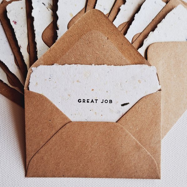 10 Mini Validation Cards with Envelopes, Handmade Recycled Paper messages for teachers, parents, colleagues and friends