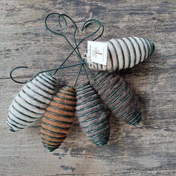 Hanging wild bird nester with Llama wool for nests. Garden gift accessory for birdhouse, bird feeder, birdbath, bird lover, gardener