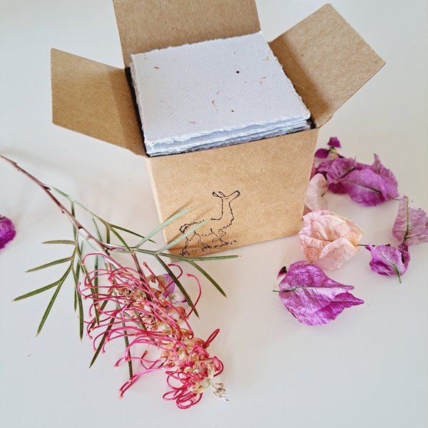 Botanical Handmade Recycled Paper - Neutral Tones, torn and Deckle Edges (2.5x2.5", 100 Sheets)