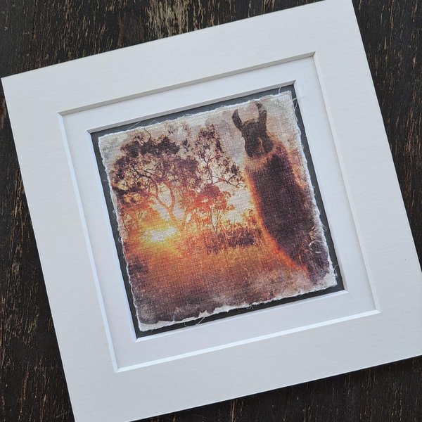 Miniature llama artwork "Sunlit Paddock"