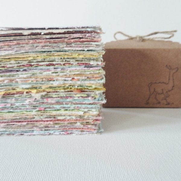 Hand-made Note Paper, Boxed, Hand Torn Recycled Paper, 100 sheets. Stocking Filler, gift boxed
