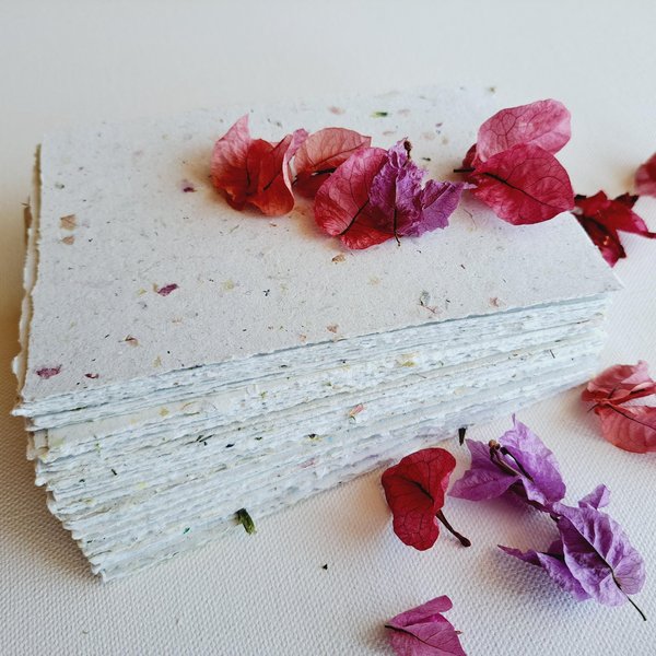 4 x 6" - 50 Sheets Hand made recycled Paper, Neutral Tones