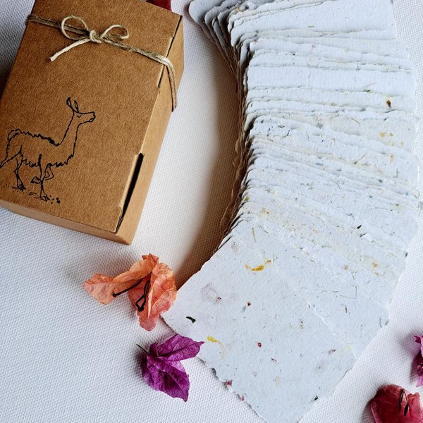 50 Handmade Recycled 2x3 Cards, Neutral, Blank Homemade Paper, Calling, Gift, Florist, Loyalty, Thank You, Letterpress, Wedding Place Card