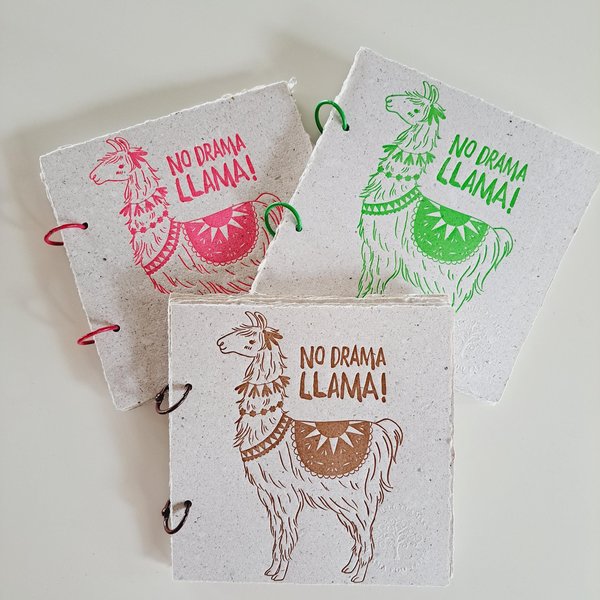 No Drama Llama Journal: Handmade Recycled Paper with Llama Poo!!