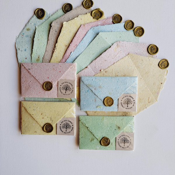 Old fashioned Folding Letters - Lettergrams - Handmade Recycled Paper - mixed colour folding writing sheets with seal.