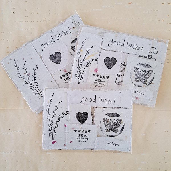 Ephemera - 20 pieces of hand stamped, handmade recycled paper for vintage junk journal and scrapbooks
