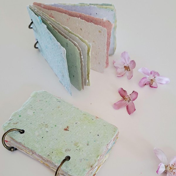 TINY Colourful handmade recycled paper note book / mini journal