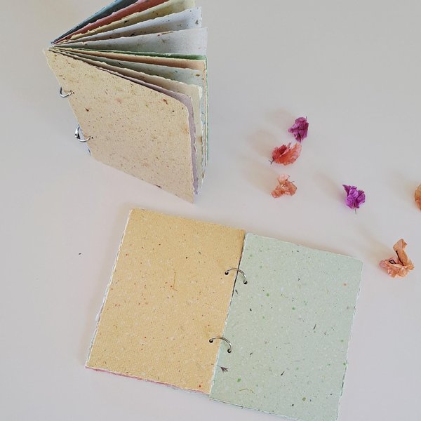 Colourful handmade recycled paper journal / notebook -  5x7 inches with binder rings