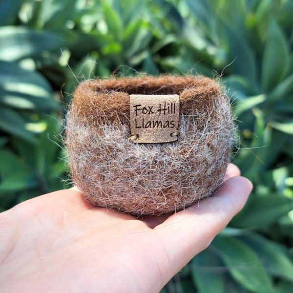 Soft Little Llama Fibre Pod, fuzzy bowl for rustic farmhouse decor