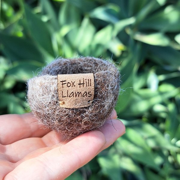 Tiny Llama Fibre fuzzy ring dish / bowl. Rustic farmhouse decor