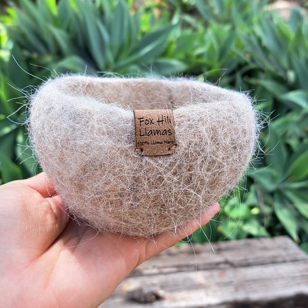 Soft and Fuzzy Llama Fibre bowl / vessel / pod