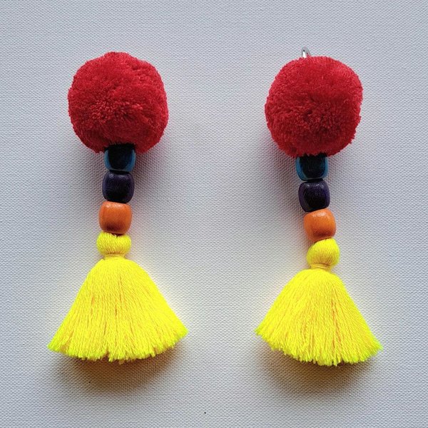 Red, Yellow Llama and Alpaca Halter Tassels