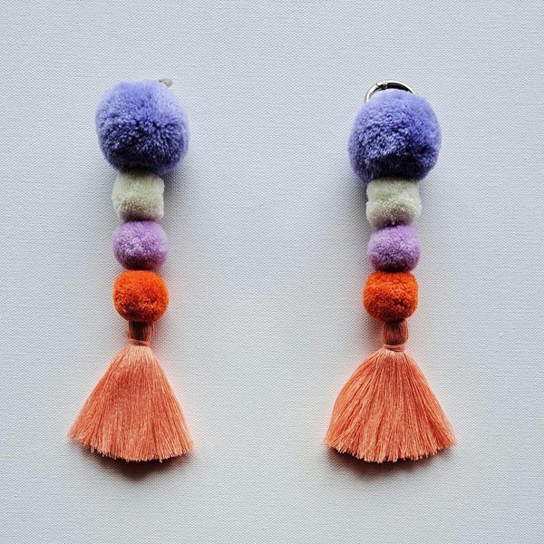 Peach and purple Llama / Alpaca Halter Tassels packaged for gifting.