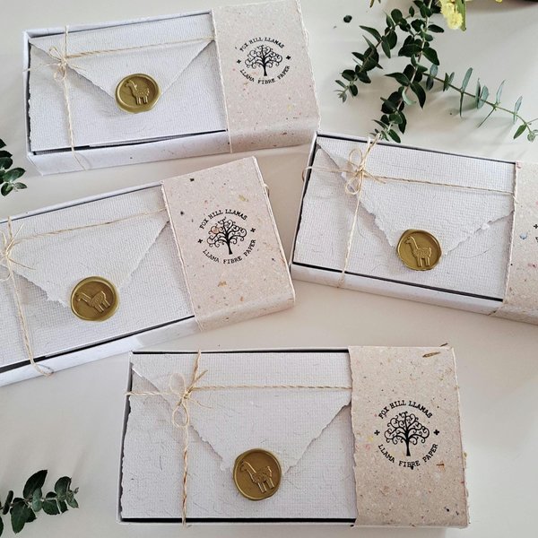 Llama Fibre Paper Lettergrams. Box of 6 Handmade Recycled Paper folding letters .. with llama Fibre