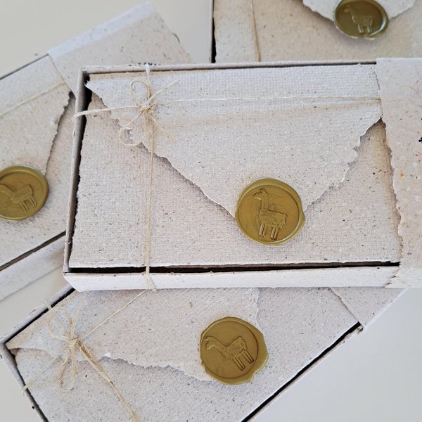 Llama Poo Paper Folding Letters. Box of 6 Handmade recycled paper lettergrams