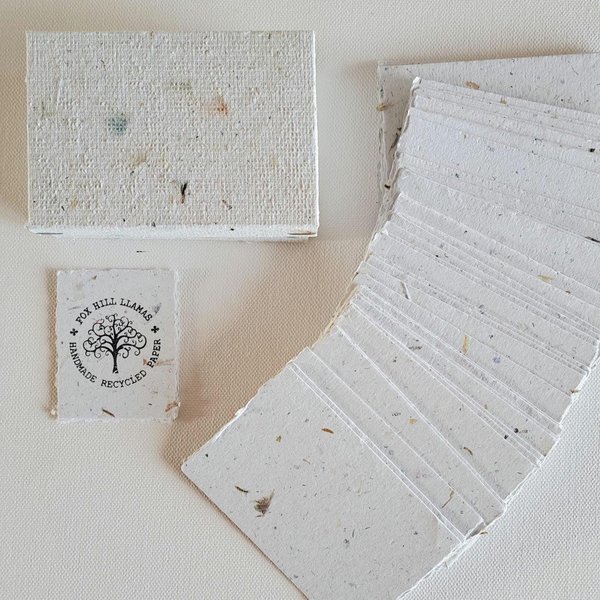 40 x Handmade paper place cards for stamping or calligraphy, 4 x 2.5 Inch Recycled Paper Pieces in gift box