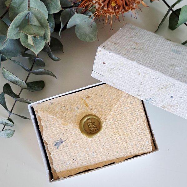 MINI Handmade Recycled Paper sheets and envelopes, mixed colours in gift box